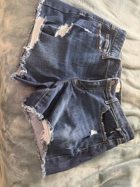 Denim Distressed Women’s Shorts - Dark Blue